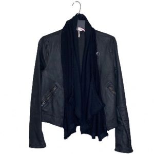 Free People Black Front Drape Moto Jacket